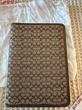 Coach Signature Jacquard Tablet Cover in Brown & Cream